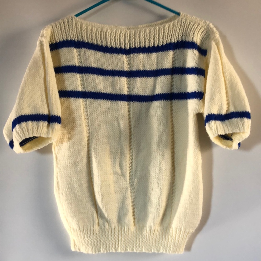 Women's Cream and Blue Striped Sweater